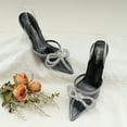thumbnail image 5 of JENN ARDOR Women's Low Heels Slingback Bow Kitten Pumps Rhinestone Dressy Shoes, 5 of 5