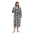 thumbnail image 3 of VULCANODON Mens Robe with Hood, Fleece Bathrobe Plush Robes for Men（Buffalo Plaid-White，Small-Medium）, 3 of 6