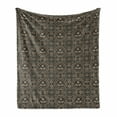 thumbnail image 1 of Classical Soft Flannel Fleece Blanket, Oriental Rounds Curves with Pigeons and Ornamental Floral Motifs Repetition, Cozy Plush for Indoor and Outdoor Use, 50" x 60", Dark Sepia Tan, by Ambesonne, 1 of 5