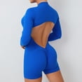 thumbnail image 3 of Nuevo conjunto de yoga de manga larga con cremallera y almohadilla para mujer, mono de una pieza, pantalones cortos de entrenamiento para gimnasio, mono elástico para fitness, traje deportivo atlético, 3 of 5