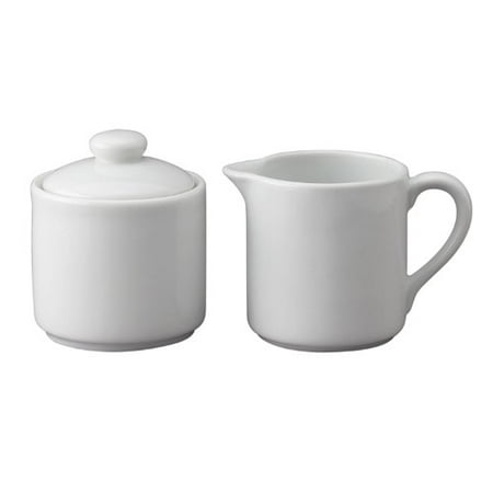 Harold Import Company Porcelain Sugar Bowl and Creamer Set (2 Pieces), White
