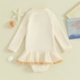 thumbnail image 3 of Bagilaanoe Toddler Baby Girl One-Piece Swimsuit Long Sleeve Zipper Rashguard Swimwear 1T 2T 3T 4T 5T 6T Kids Ruffle Bathing Suit, 3 of 8