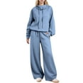 thumbnail image 2 of Pincandy Lounge Sets for Women 2 Piece Funnel Neck Sweatshirt Wide Leg Pants Fall 2025 Travel Sweatsuits Tracksuits, 2 of 7