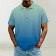 thumbnail image 2 of Dagugfen Tops for Men Button Lapel V Neck Short Sleeve Loose Comfy Gragient Color Casual Tee Shirts Fashion, 2 of 5