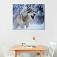 thumbnail image 2 of Nawypu  Winter Wolf Canvas Wall Art for Home Decor - Charming Snow Scene with Roaring Wolf Pictures Print On Canvas HD Giclee Artwork Ready to Hang, 2 of 4