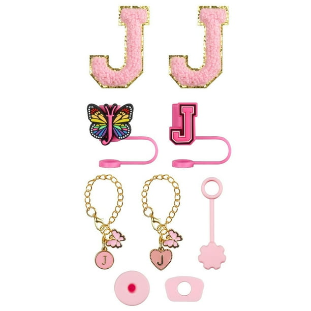 Y Moderno Juego De Accesorios Para Bebidas Parches Bordados Cubiertas Para Pajitas Collar Con Charm Cadena Y Accesorios Antiderrames Para Tazas Kit Completo De Mejora Decorativa