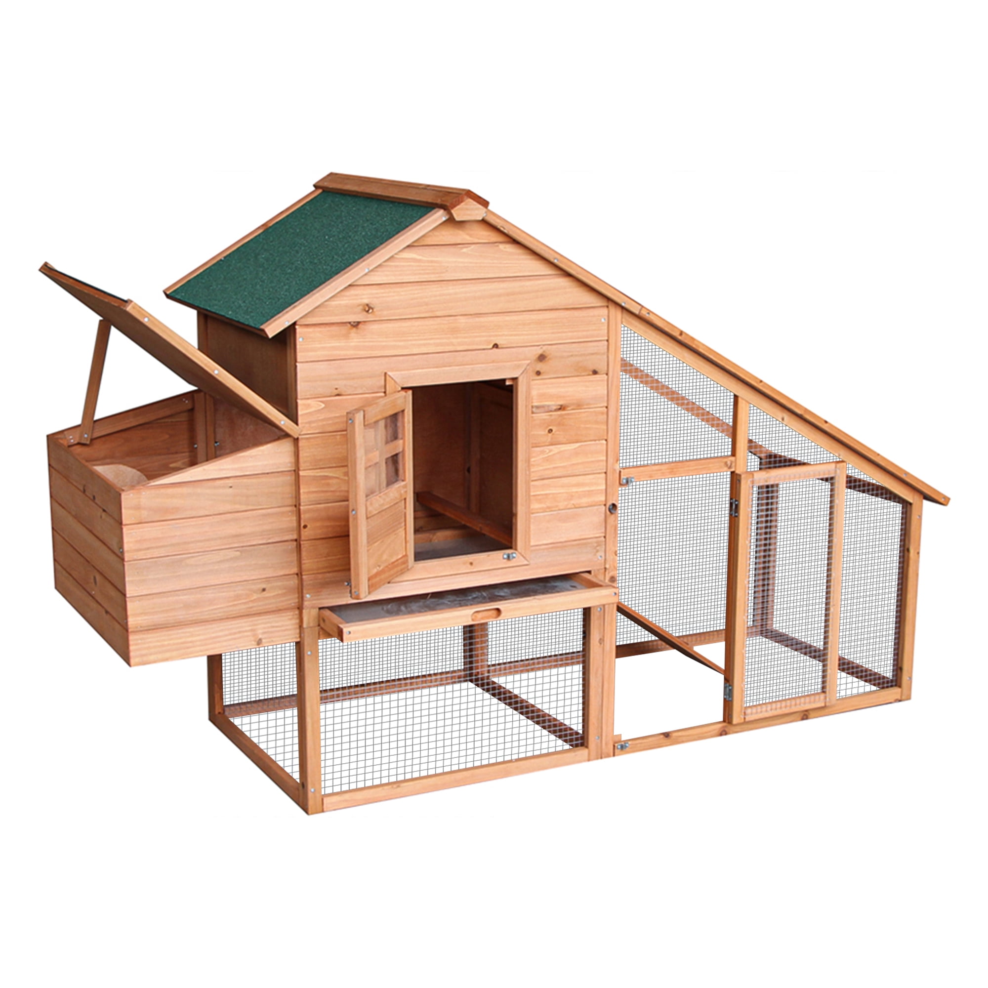 Pefilos 74" Large Wood Rabbit Hutch, Outdoor Hen House Bunny Cage with Ventilation Door, Pet Poultry Coop with Egg Box, Orange Pefilos 74" Large Wood Rabbit Hutch, Outdoor Hen House Bunny Cage with Ventilation Door, Pet Poultry Coop with Egg Box, Orange