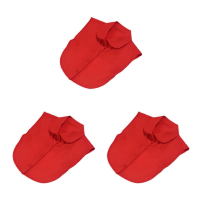 QualitChoice Simple Design Solid Color False Collar Formal Fashion Chiffon Fake Half Shirt Decorative Detachable Lapel Clothing Decor Red Round 3PCS