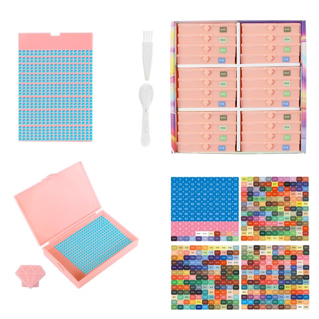 Bandeja Pintura Diamantes 5D Diy Art Bany Kits para Adultos (24 Piezas) Rosa
