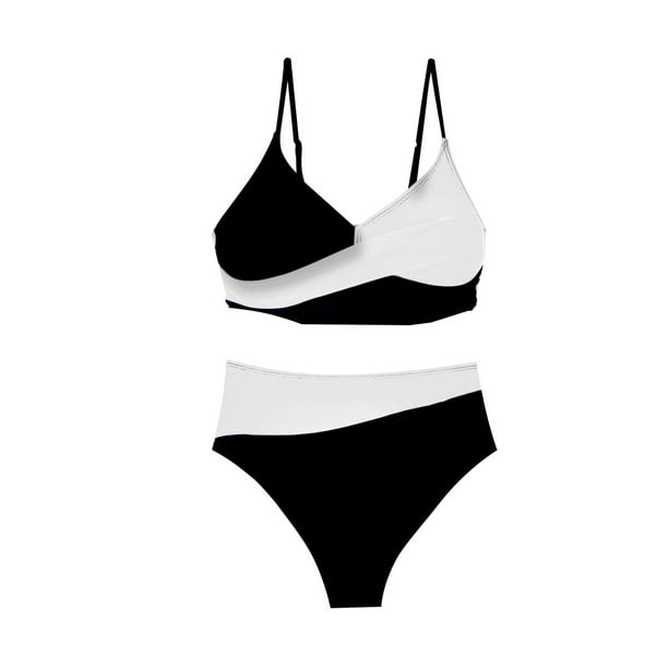 Traje de Baño de Bikini de Mujer 2025 Primavera/Verano Nuevo Color Sexy Bloqueado Conjunto de Traje de Baño Dividido para la Playa