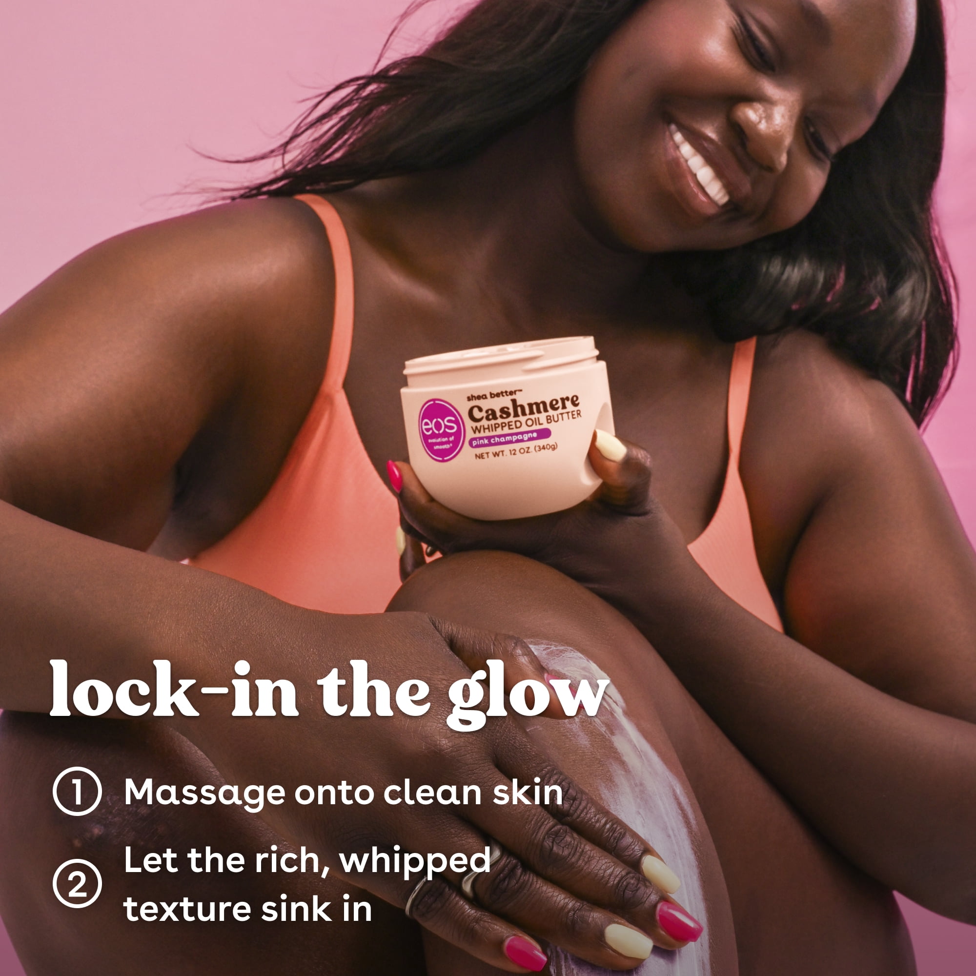 eos Pink Champagne Whipped Body Butter, 72 Hour Moisturizing Body Butter for Dry Skin with Shea, Cocoa & Argan Oil, 12 oz
