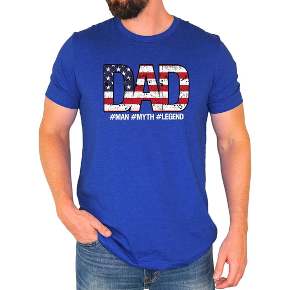 Patriotic Flag Dad Shirt for Men Funny Man Myth Legend T-Shirt for Dad Vintage Royal Shirt Adult X-Large