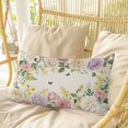 thumbnail image 4 of Pink White Flowers Pillow Covers, Linen Long Throw Pillow Case, Spring Floral Elegant Pastoral Botanical Rustic Holiday Pillow Protector Decorative Cushion Cover for Living Room/Bedroom 12" x 20", 4 of 8