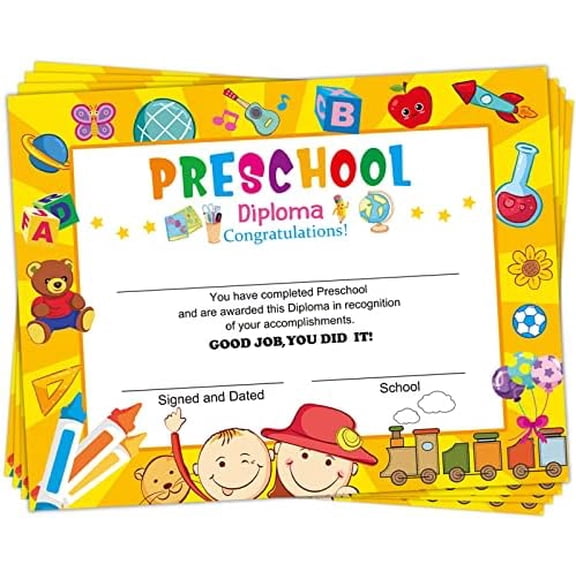 Pack of 35 Preschool Diploma Certificate for Kids, Students Kindergarten Graduation Certificates, Print or Write 8.5” X 11”$$Office