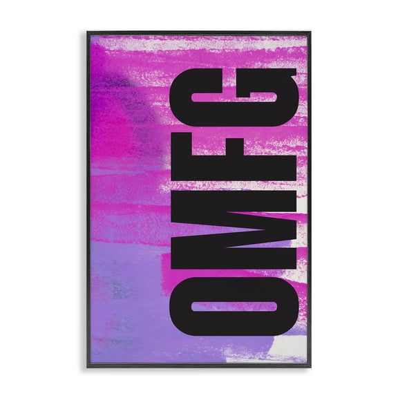 Stupell Industries Bold OMFG on Abstract Quotes and Sayings Painting Black Framed Art Print Wall Art, 12 x 18