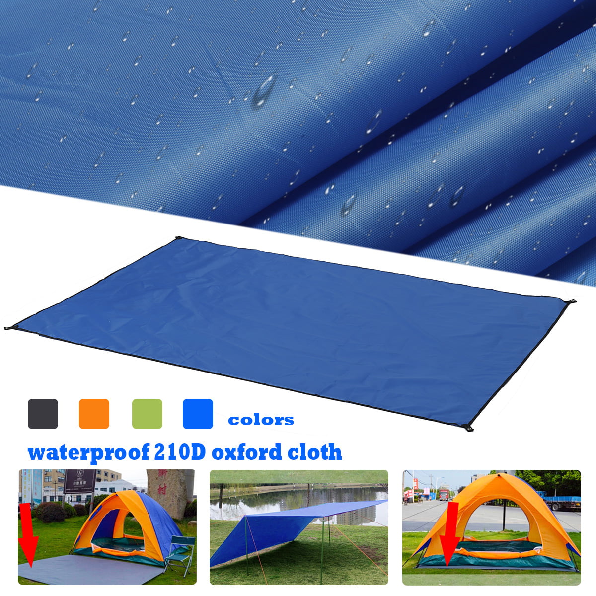 Waterproof Tarpaulin Canopy Tarp Tent Ground Sheet Camping Car Boat Cover Blue 
