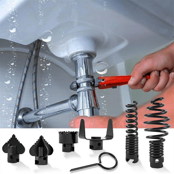7PCS Drain Cleaner Combination Cutter Heads Set,with Drain Auger