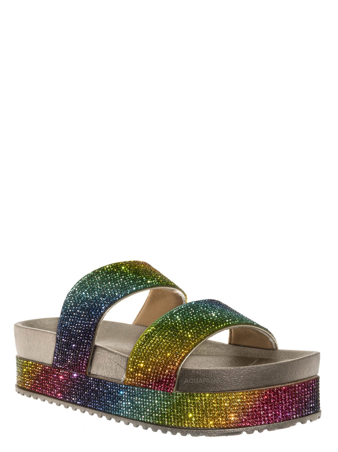 rainbow rhinestone sandals