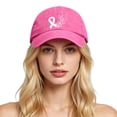 thumbnail image 2 of Bibifish Womens Baseball Cap Cancer Awareness Distressed Washed Tone Adjustable Outdoor Sun Headcaps, 2 of 4