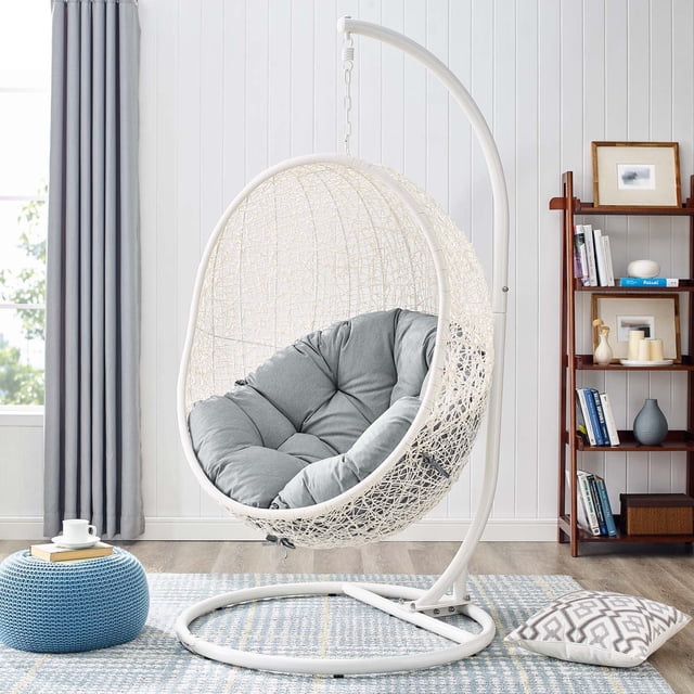 Modway Chaise Balançoire de Patio Extérieur avec Support en Blanc Gris