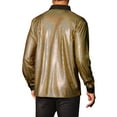 thumbnail image 3 of Lars Amadeus Shiny Metallic Shirts for Men's Long Sleeves Glitter Party Disco Collared Shirts XL Golden, 3 of 5