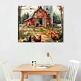 thumbnail image 3 of COMIO Farmhouse Country Landscape Wall Art Watercolor Barn Truck Pictures Kitchen Red Decor Highland Cow Farm Animals Canvas Painting Rustic Western Artwork for Living Room Cabin Home Decoration, 3 of 5