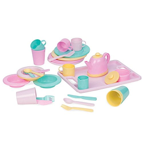 Pretend Play Dishes Wishes Dinnerware Set 34 PC Kids Dishes and Utensils Playset 