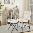 thumbnail image 4 of Gymax Modern Accent Chair w/ Ottoman Linen Fabric Arm Chair w/ Adjustable Backrest, 4 of 10