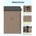 thumbnail image 2 of 6x8 ft Outdoor Metal Storage Shed, Galvanized Steel Garden Shed with Lockable Doors and Windows, Weatherproof Storage Building for Backyard Patio Lawn Poolside, Brown, 2 of 6