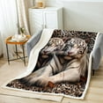 thumbnail image 2 of Tiger Print Fuzzy Blanket Cheetah Leopard Print Fleece Blanket Teens Adults, 3D White Tiger Throw Blanket Wild Safari Animal Sherpa Blanket Throw Size, 2 of 4