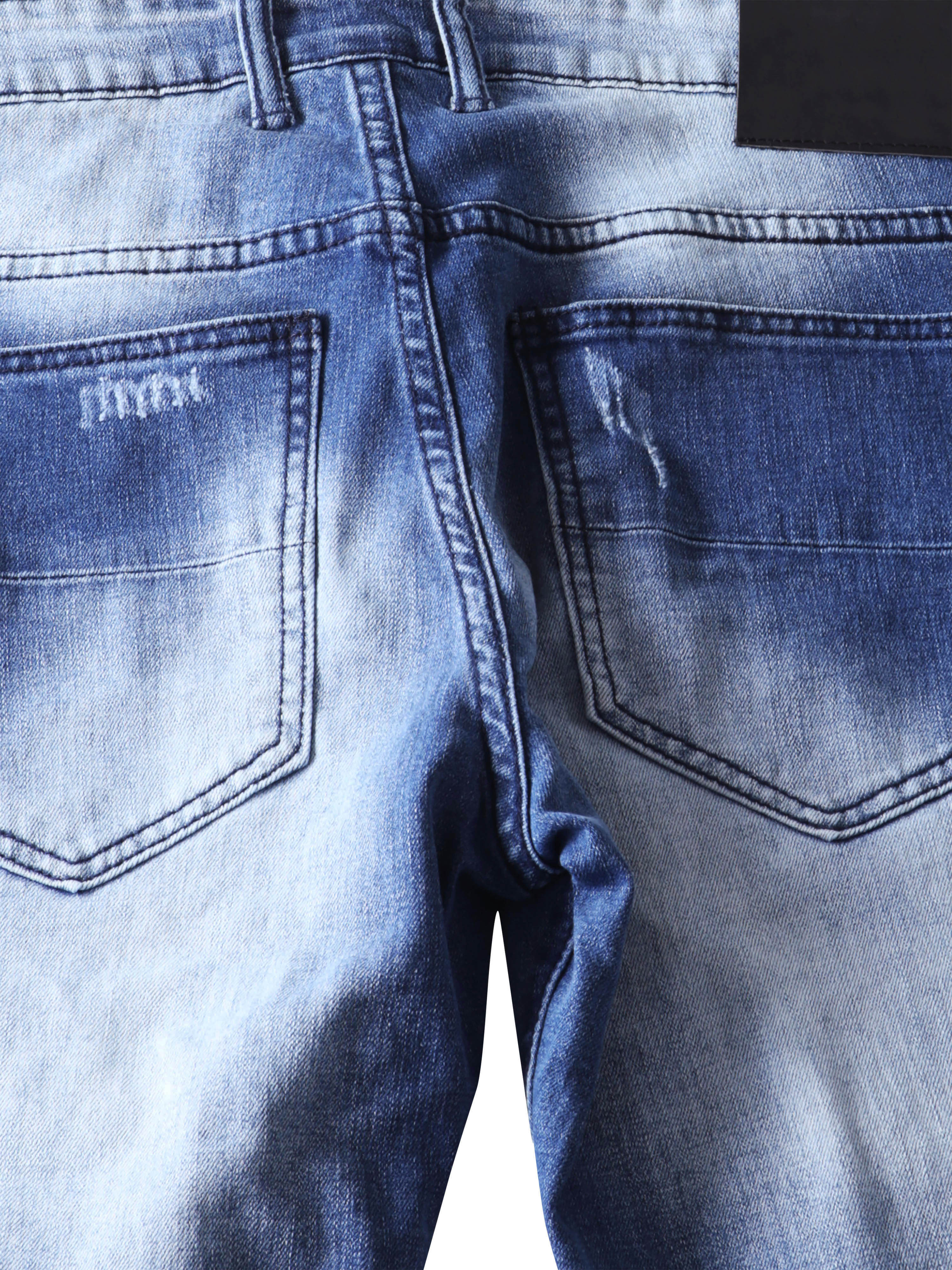 Ma Croix Mens Distressed Skinny Fit Denim Jeans with Zipper Pocket - image 5 of 6