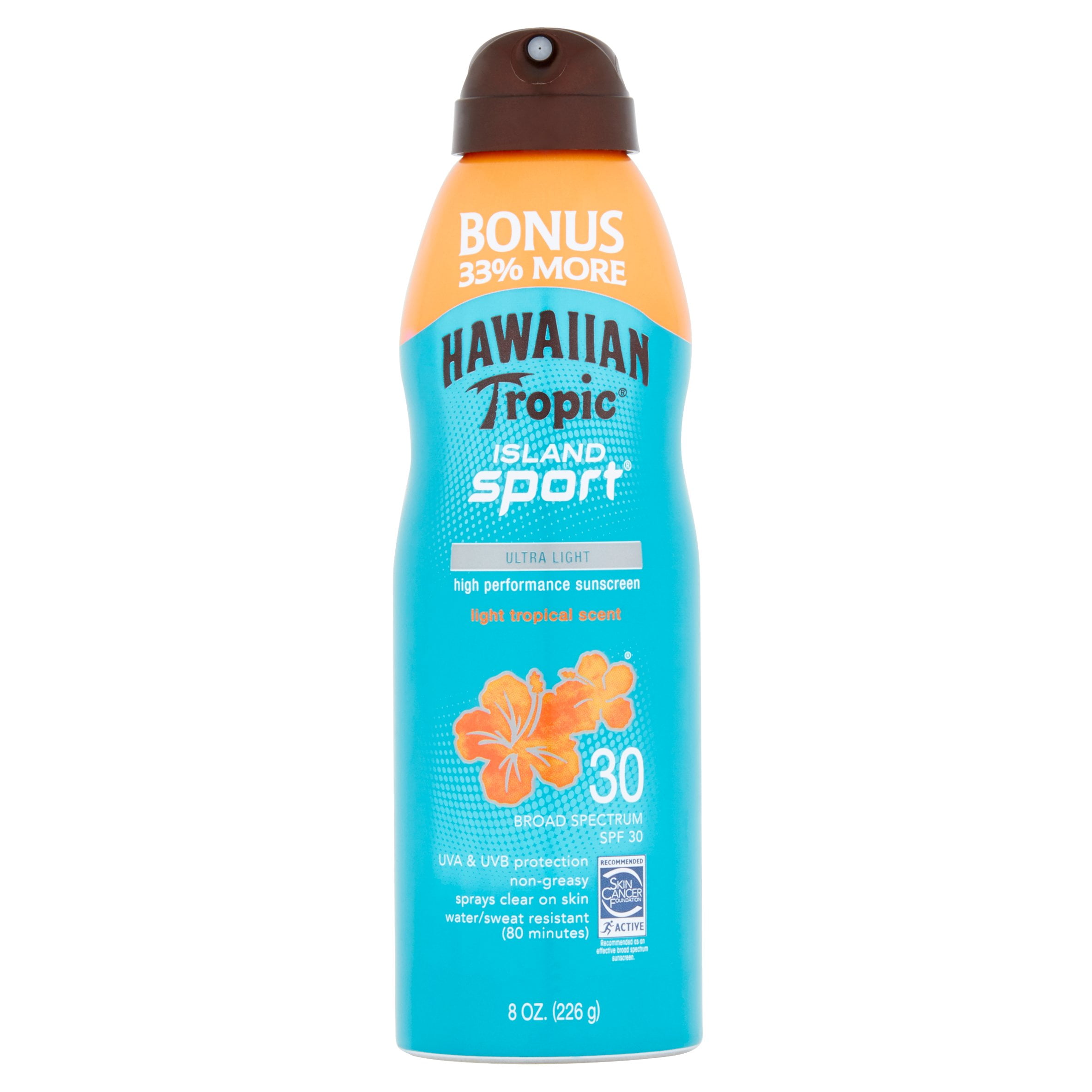 Hawaiian Tropic Island Sport Light Tropical Scent Sunscreen Broad Spectrum, SPF 30, 8 oz