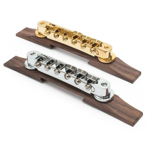 Golden Age Tune-o-matic Bridge For Archtop Guitar, Gold on Ebony