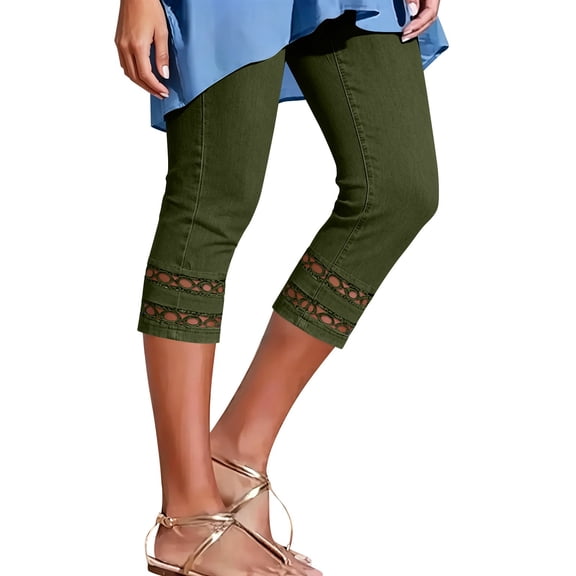 Guluxicc Women's Cropped Pants Elastic Waist Relaxed Summer Casual Capris for Everyday Wear