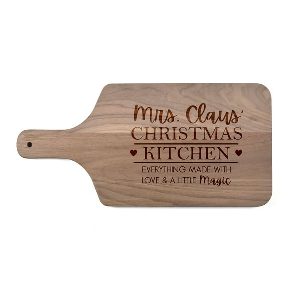 Creative Products Mrs. Claus' Christmas Kitchen 17 x 8 Walnut Paddle Cutting Board
