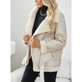 thumbnail image 2 of -Chaqueta gruesa y cálida de piel Fuax para mujer, abrigo holgado con cinturón para motociclista, Otoño e Invierno, 2 of 5