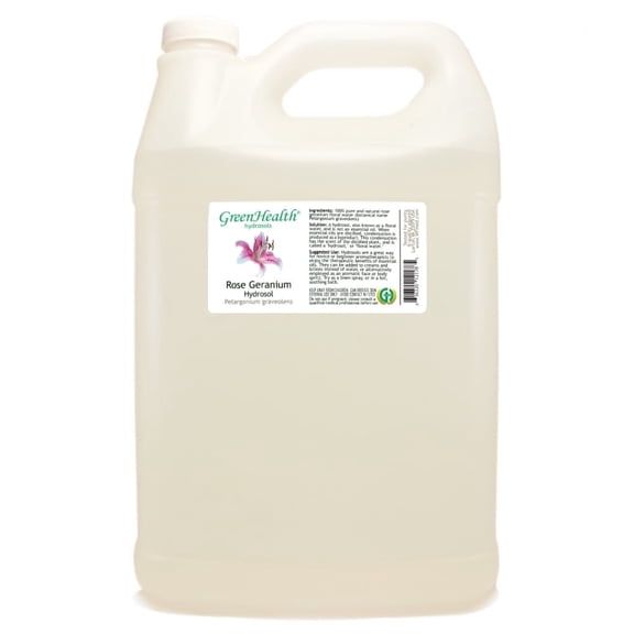 GreenHealth Rose Geranium Hydrosol, 1 Gallon (128 fl oz) Clear Plastic Jug with Cap