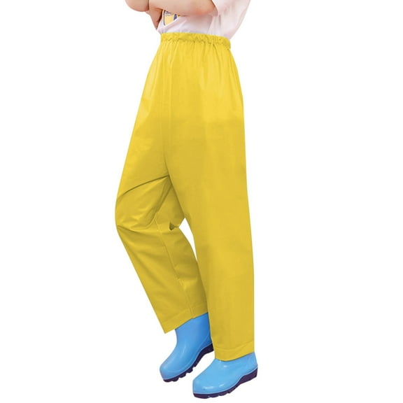 Fgnfyis Boys Girls Rain Pants Lightweight Mud Dirt Outdoor Play Wear for Children Youth Kids Yellow 5-6 Years