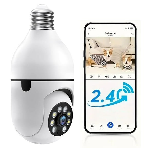 2.4GHz Light Bulb Security Camera 1080P Security Cameras Wireless Outdoor Indoor 360°Color Night Vision, Motion Detection, Audible Alarm, Two-Way Talk, Easy Installation