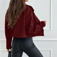 thumbnail image 5 of Cropped Trench Jacket for Women 2024 Trendy Fall Winter Lapel Double Breasted Coats Loose Casual Wool Blazer Outwear (Wine XL), 5 of 6