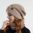 thumbnail image 6 of Skymirror Women Autumn Winter Hat Scarf Set Windproof Cold Prevention Soft Thick Fleece Lined Scarf Beanie Hat, 6 of 7