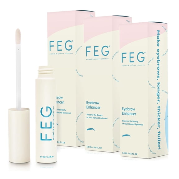FEG Eyebrow Enhancer for Length Thickness Darkness Serum 100% Natural Eyebrow Enhancer Eyebrow Serum - 3 Pack