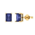thumbnail image 2 of 2.0 Ct Emerald Cut Studs Blue Tanzanite 14K Yellow Solid Solid Gold Everyday Dainty Earrings Push Back, 2 of 7