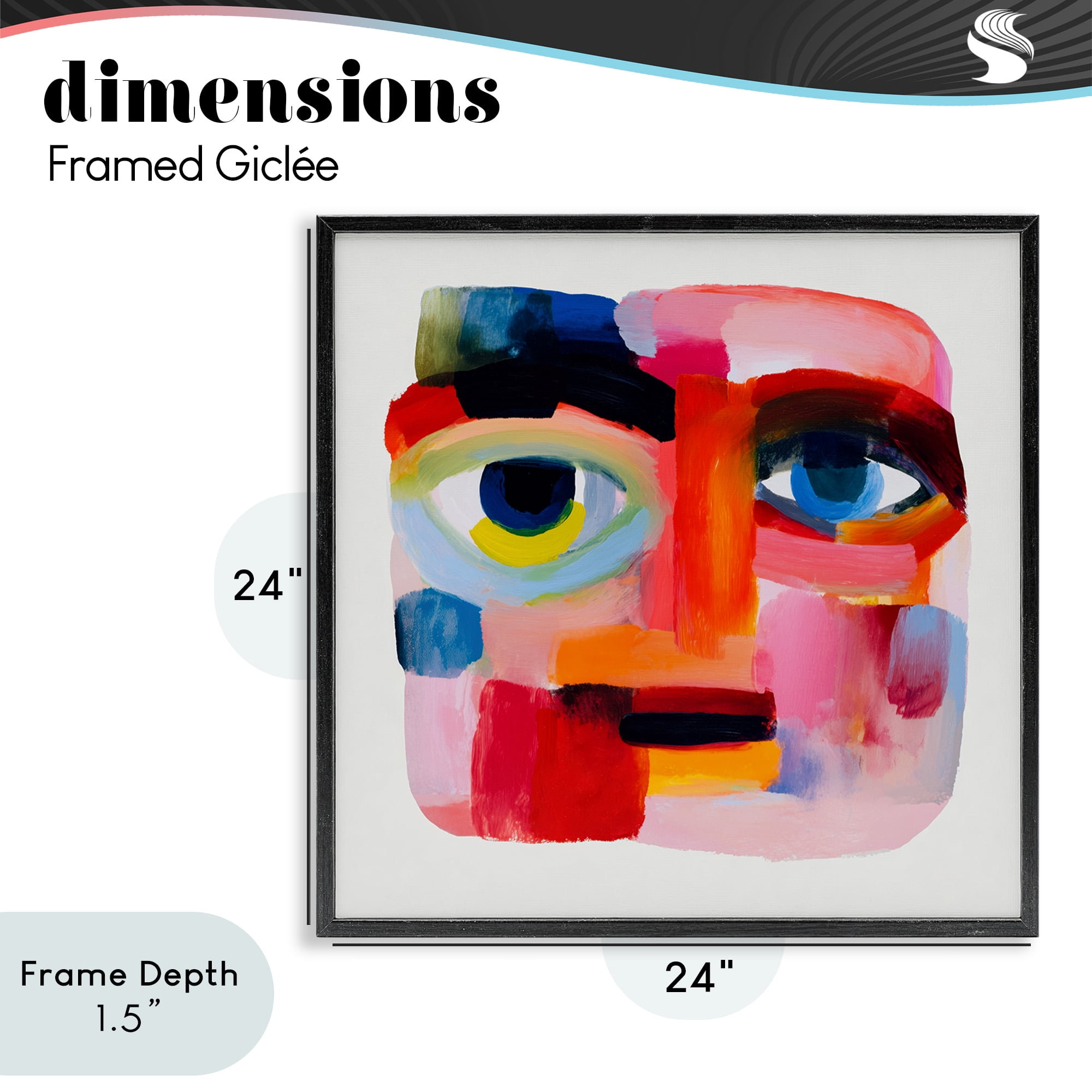 Stupell Industries Cubist Gaze in Vivids Black Framed Giclee Art, design by Chromatic Storm Studio