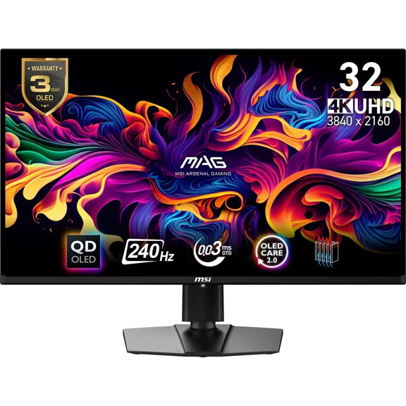 MSI - MAG 321UPXB QD-OLED G-SYNC Compatible 32" QD-OLED UHD 240Hz 0.03ms Gaming Monitor with Display HDR TB400 (DP, HDMI, USB) - Black