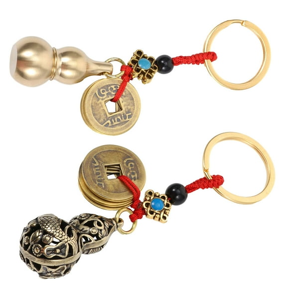 WHAMVOX 2 Pcs Money Keychain Keychains for Car Keys Travel Golden