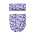 thumbnail image 5 of COEQINE Hibiscus Flower Leaf Toilet Lid Dust Cover 2 Piece Set, Stretchable Easy Installation Breathable Toilet Lid Covers for Bathroom Decor, 5 of 7