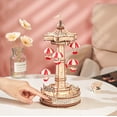 thumbnail image 2 of ROBOTIME 3D Puzzles for Adults Electric Wooden Music Box 184pcs DIY Model Building Kit with LED Lights for Adults Kids (Parachute Tower), 2 of 6