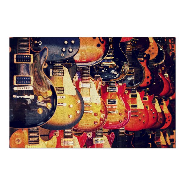 Electric Guitars on Wall (20x30 Premium 1000 Piece Jigsaw Puzzle, Made