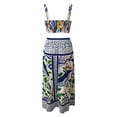 thumbnail image 5 of Unir Women’S Tropical Parrot Print 2-Piece Matching Set, Sleeveless Square Neck Crop Top With High Waist Flowy Maxi Skirt, Smooth Lightweight Polyester Fabric, 2pcs, Sizes S To XXL, 5 of 5